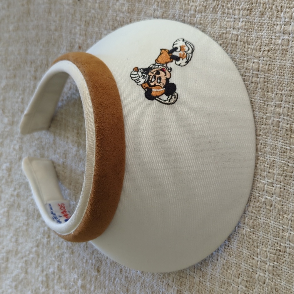Vintage Minnie Mouse White Golfing Visor with Brown Suede Band